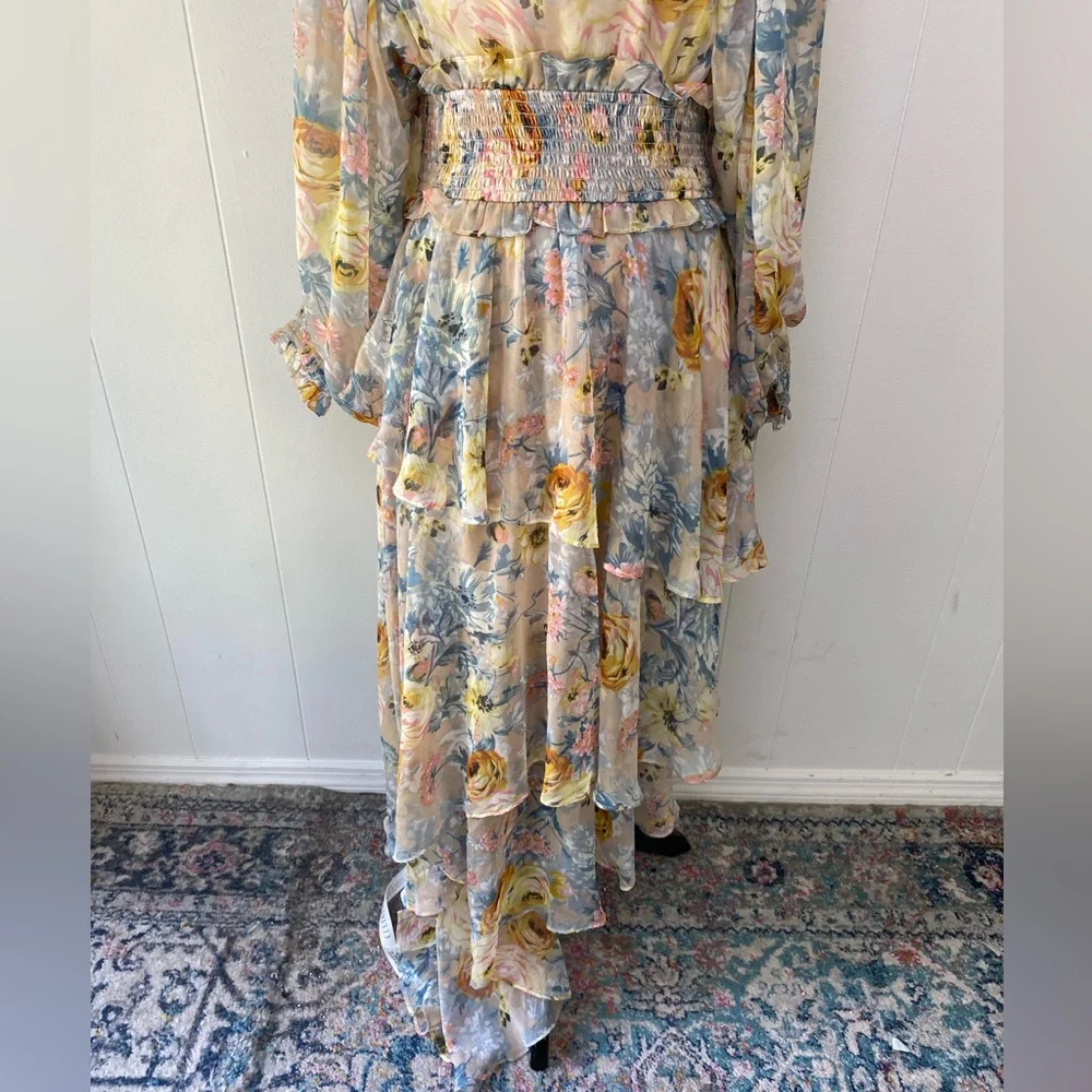 Revolve ELLIATT Astrid Dress Sz. M Chiffon Flowy Gown Floral Midi NWT $251 msrp - Picture 4 of 16